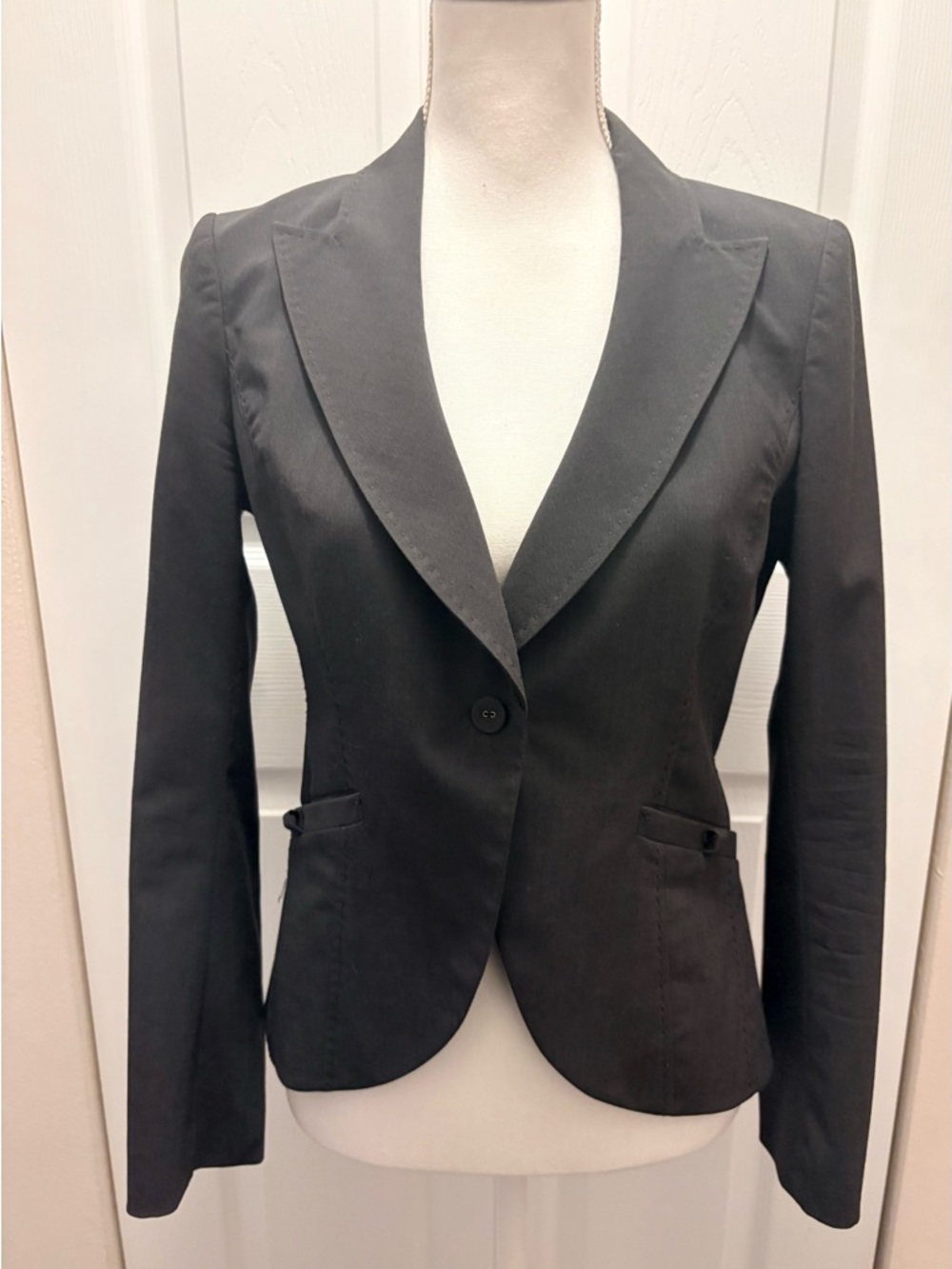 Rebecca Taylor Dark Gray Single-Button Tailored Blazer